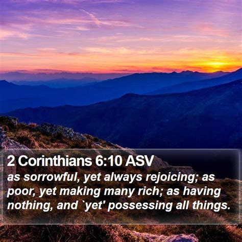 2 Corinthians 6:10 ASV Bible Verse Pictures