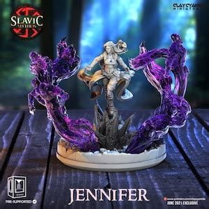 Jennifer Witch Hunter Sorceress Resin Miniature Slavic Mythology RPG Miniatures Tabletop Clay ...