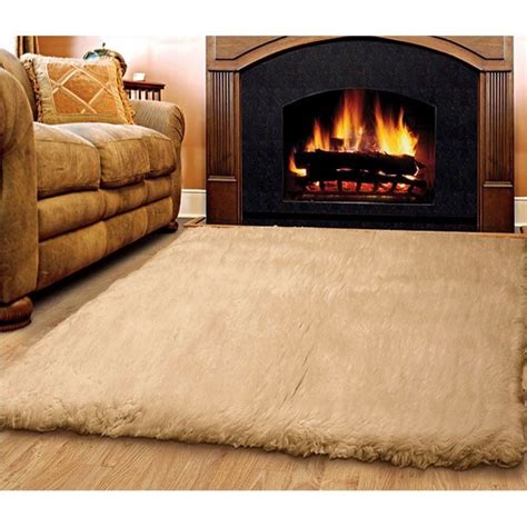 Linon Rugs Flokati Rectangular Area Rug in Tan - FLK-3ATXX