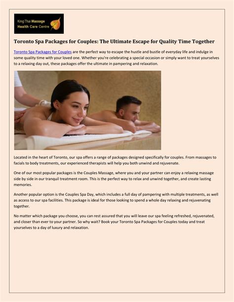 PPT - Toronto Spa Packages for Couples: Relax and Reconnect Together ...