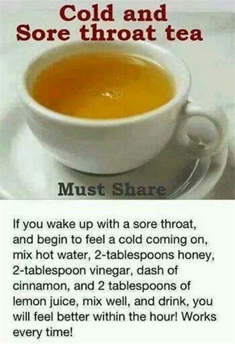 Cold and Sore Throat Remedy! | Cold remedies, Health remedies, Sick ...