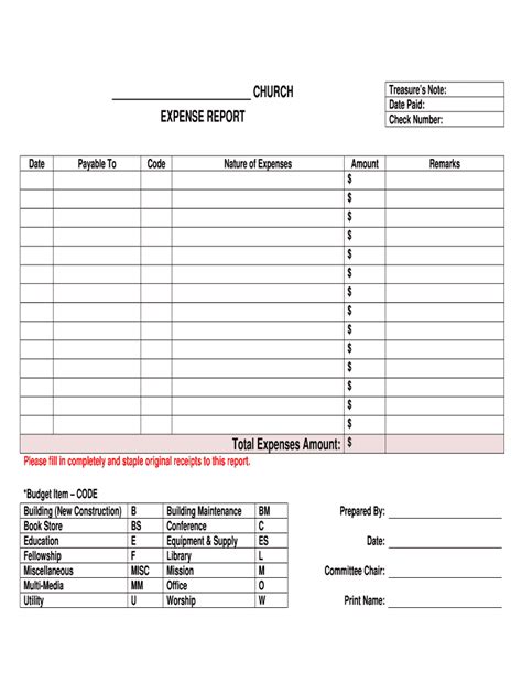 Microsoft Word Expense Report Template