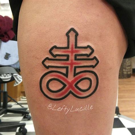 #FirstTattoo #leviathan #cross #thightattoo #alchemy symbol for # ...