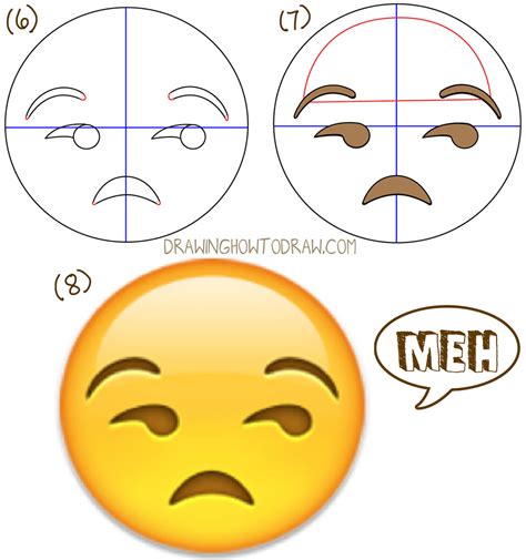 How to Draw Unamused Emoji Face or Meh Face with Easy Drawing Tutorial ...