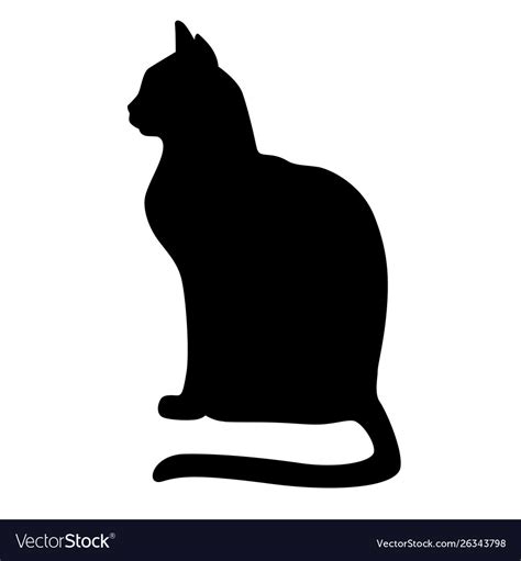 Silhouette a black cat sitting Royalty Free Vector Image