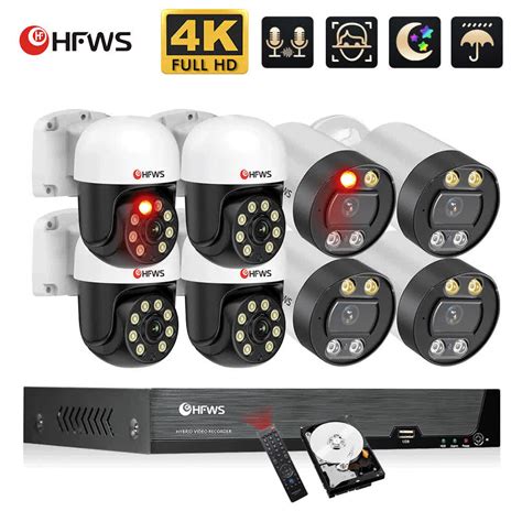 4K Poe Camera System Video Surveillance Kit Security Camera Ptz Camera Outdoor Two Way Audio ...