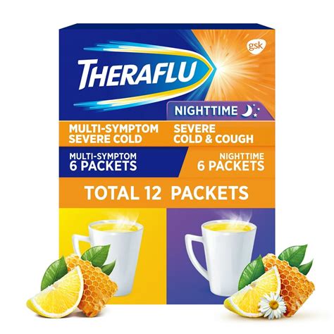 Theraflu Severe Cold, Flu and Cough Relief Powder, Tea Infused, 12 ...