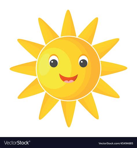 Cute cartoon happy sun with face isolated Vector Image