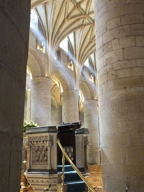 Interior of Tewkesbury Abbey in the Sunlight