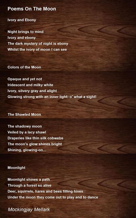 Poems On The Moon by Mockingjay Mellark - Poems On The Moon Poem