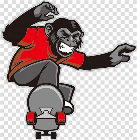 Skateboarding, Skateboarding orangutan transparent background PNG clipart | HiClipart