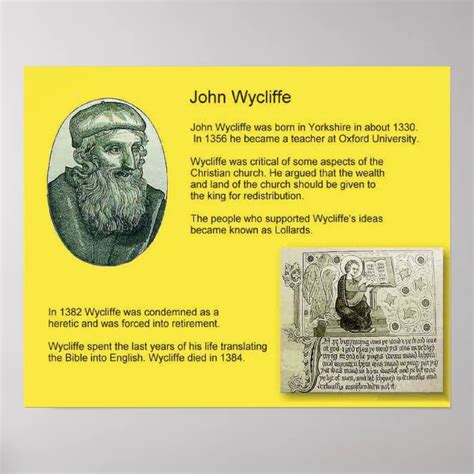 History, Reformation, John Wycliffe Poster | Zazzle