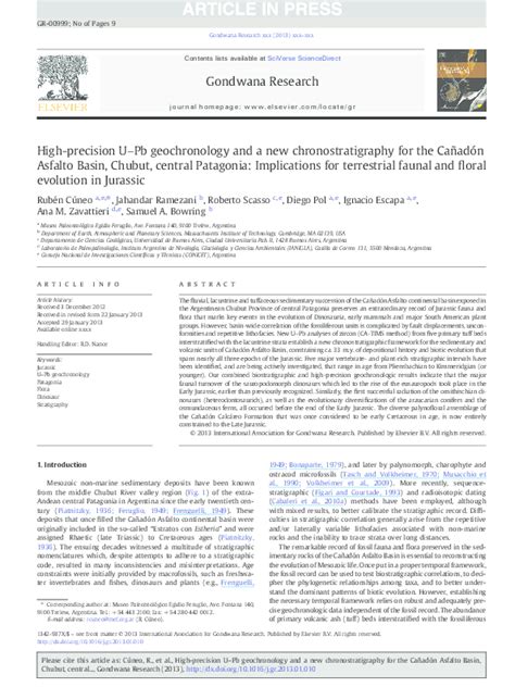 (PDF) High-precision U–Pb geochronology and a new chronostratigraphy for the Cañadón Asfalto ...