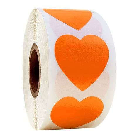 YUEHAO Orange Heart Shaped Stickers, 1 inch Decorative Love Labels for Valentine’s Day ...