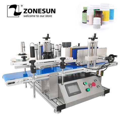 ZONESUN Full Automatic Round Bottle Labeling Machine Deskatop Type Labeller For Food Fruit Can ...