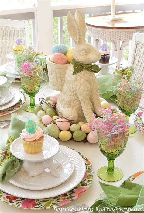 A Spring Table Setting with the Easter Bunny | Easter table settings, Easter centerpieces ...