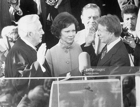 Democrat Jimmy Carter is sworn in by chief justice Earl Burger as the... News Photo - Getty Images