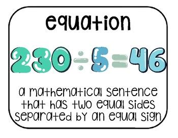 4th Grade Division/Dividing Math Vocabulary Cards for Word Walls or Flash Cards