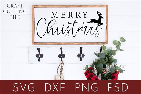 Merry Christmas Svg | Farmhouse Christmas Sign Svg Cut File (973680 ...