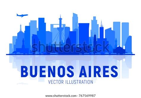 Buenos Aires Argentina Skyline Silhouette Panorama Stock Vector ...