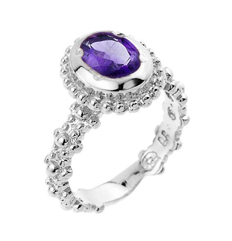 Sterling Silver Amethyst February Birthstone Ladies Ring