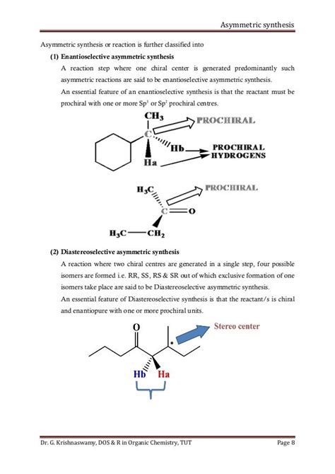 Asymmetric synthesis notes