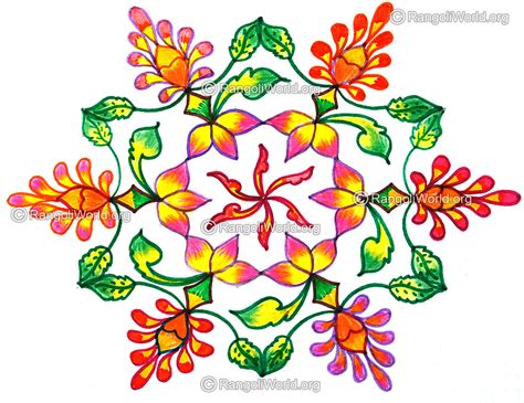 Lotus kolam 2016-15 to 8 Interlaced Dots