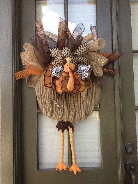 Adorable Deco mesh turkey wreath! | Fall thanksgiving wreaths ...