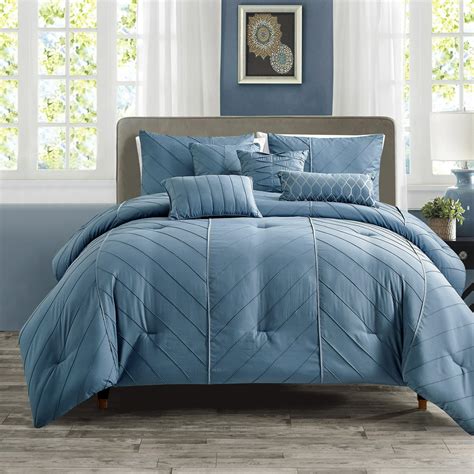 HGMart Bedding Comforter Set Bed In A Bag - 7 Piece Luxury Pleated ...