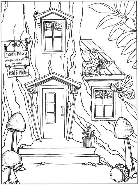 Fairy Tree House Coloring Pages Coloring Pages