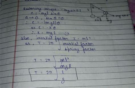 Derive an expression for time period of a simple pendulum. - Brainly.in