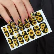 Sunflower Nail Stickers Floral Flower Nail Art Water Decals - Temu