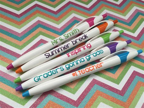 This listing is for 5 personalized pens with teaching quotes. The set includes 5 pens (one of ...