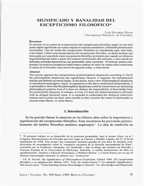 Significado y banalidad del escepticismo filosófico