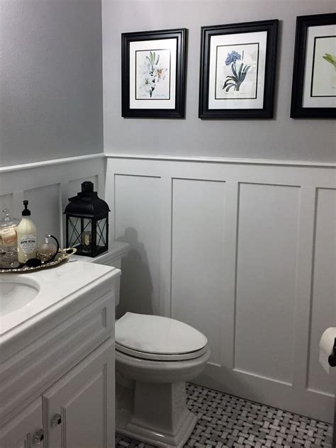 Powder room/ Half bath remodel, Benjamin Moore Harbor Gray walls ...