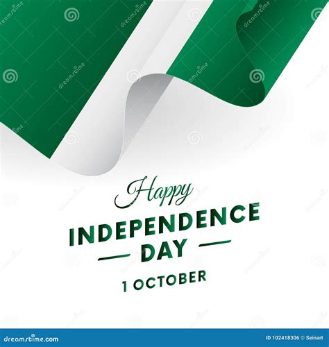 Banner or Poster of Nigeria Independence Day Celebration. Waving Flag ...