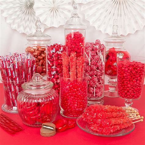 Red Premium Candy Buffet - Feeds 24-36 - Includes Hershey Kisses, M&M's, Dove Dum Dums ...