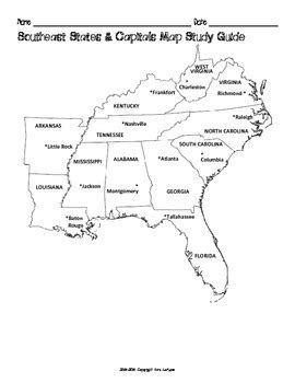 US Southeast Region States & Capitals Maps by MrsLeFave | TPT