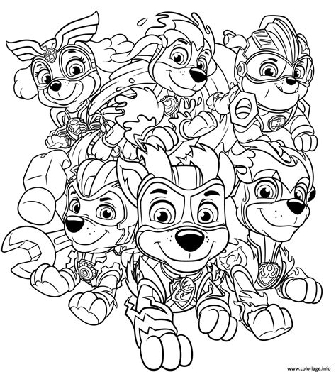 Coloriage La Super Patrouille Mighty Pups - JeColorie.com