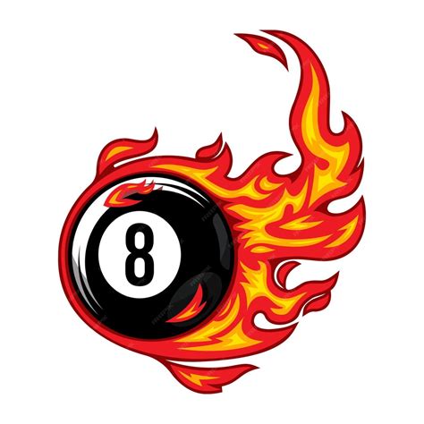 Premium Vector | Billiard Ball Number Eight fire logo silhouette pool ball club Vector illustration