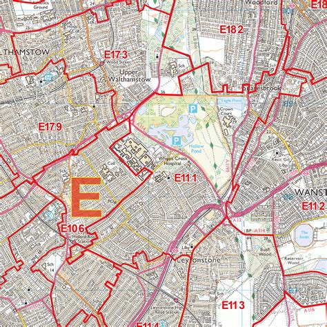 East London - E - Postcode Wall Map : XYZ Maps