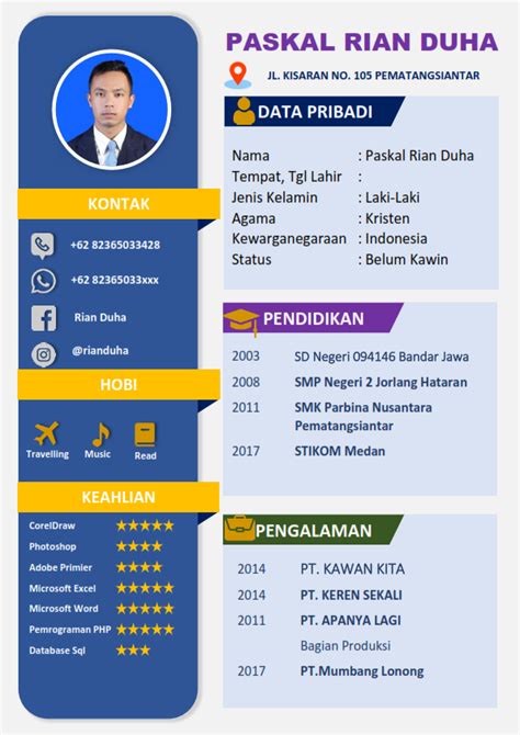 Contoh Cv Dalam Format Word Download - Free Download Template CV ...