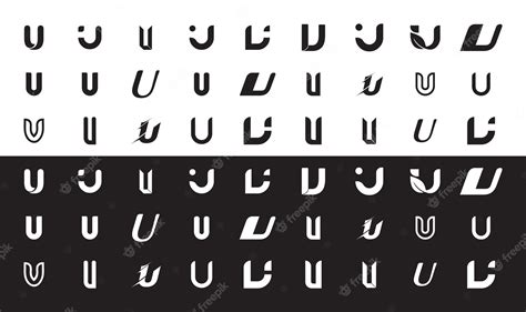 Premium Vector | Black and white letter u logo collection
