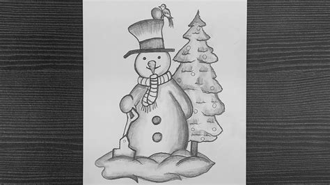 How To Draw A Cute Snowman || Snowman Drawing Easy || Christmas Drawing || Pencil Drawing - YouTube