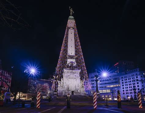 The "World's Largest Christmas Tree" In Indianapolis At Night