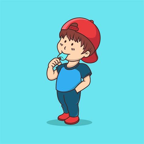 Los niños comiendo helado ilustración vectorial de dibujos animados | Vector Premium