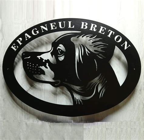 Metal dog sign "Epagneul Breton", breton lover, brittany sign - Siurha Art