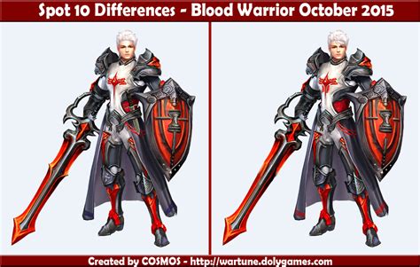 Spot 10 Differences - Blood Warrior October 2015 - DolyGames Wartune