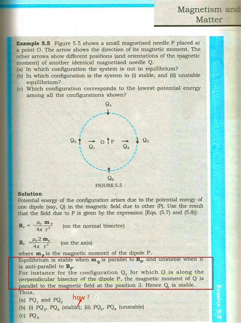 Please experts, explain the given example from ncert Magnetism Matter Example S S Figure 5 5 ...