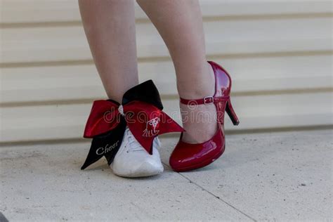 Cheerleader Shoes and High Heels with Cheer Bow Stock Image - Image of heels, eagle: 202428351